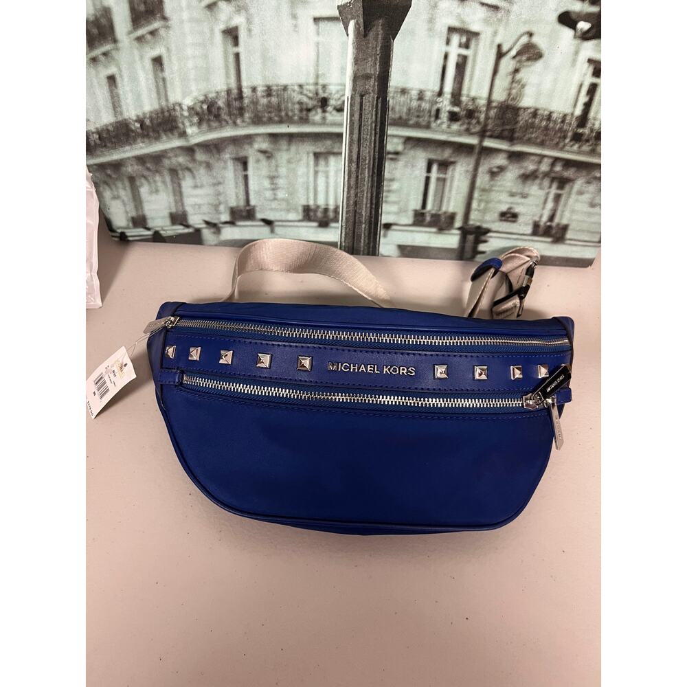Michael Kors 35T9GY9N8C Kenly Medium Nylon Belt Bag IN BLUE